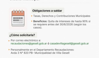 EL MUNICIPIO CONTIN�A CON EL PLAN DE MORATORIA PARA FACILITAR LA REGULARIZACI�N DE TASAS Y CONTRIBUCIONES